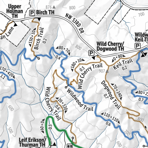 Forest Park Trail Map wall print — Portland, Oregon topographic hiking map
