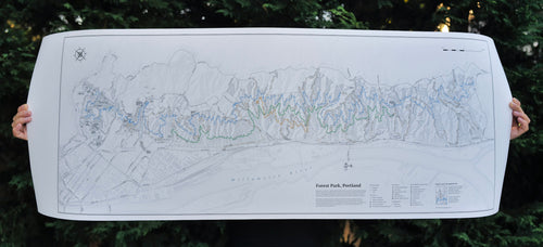 Forest Park topographic wall map detail — Wildwood Trail, Portland Oregon