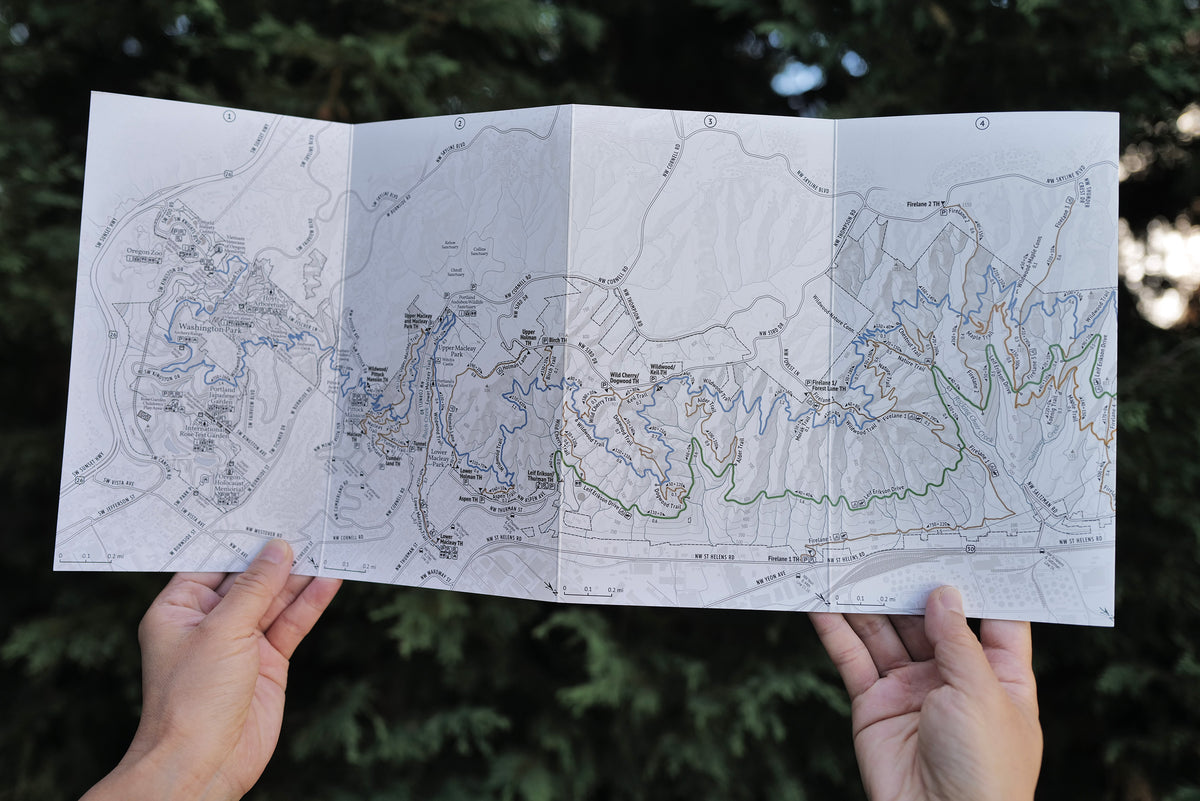 Forest Park pocket trail map for Portland, Oregon trails
